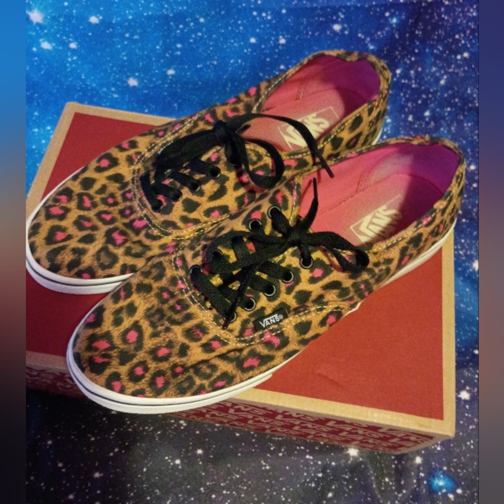 Vans Leopard Print Sneakers w/ Pink Accents